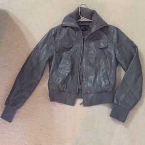 Gray leather jacket